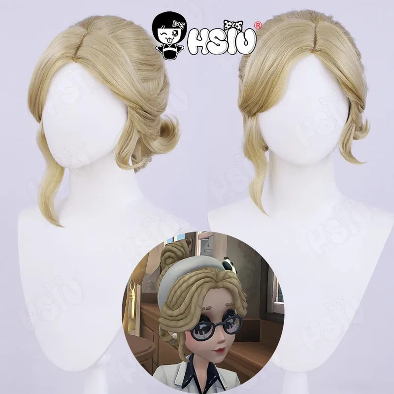 

Emily Dyer cosplay identity v wig Game Identity V Cosplay HSIU Linen Yellow Short Hair Synthetic Wig+Wig Cap Doctor cosplay Wig