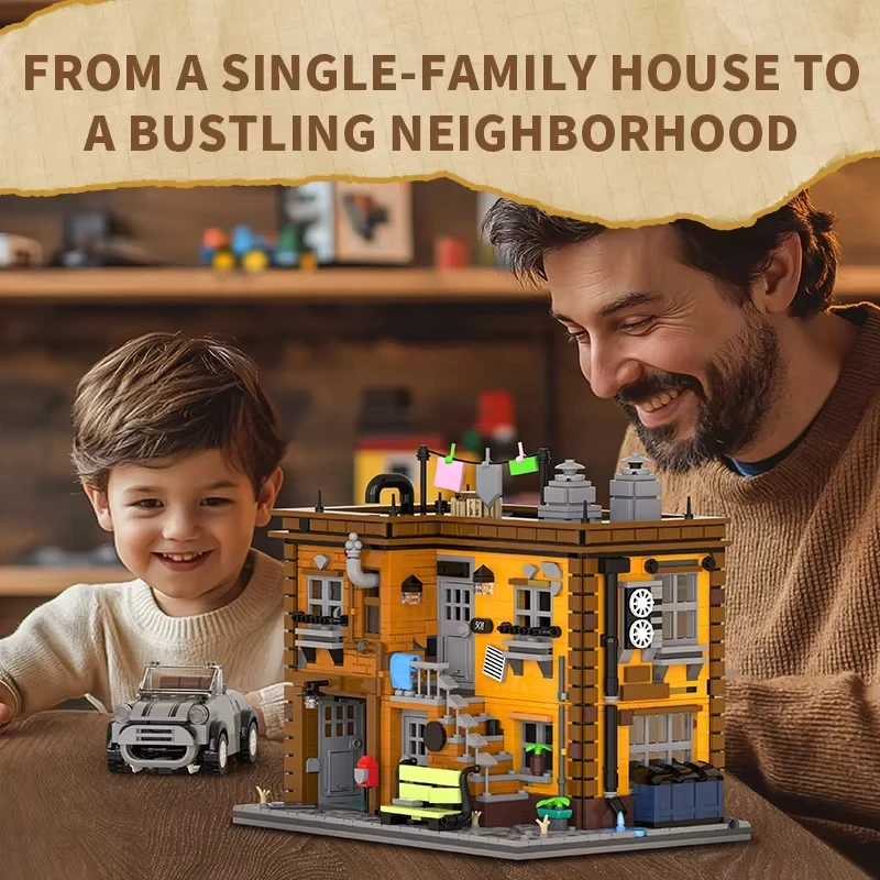 2284pcs AshLey story Building Blocks Retro House with Car Moc Model Bricks Desktop Decoration Diy Toys For Kids Holiday Gifts