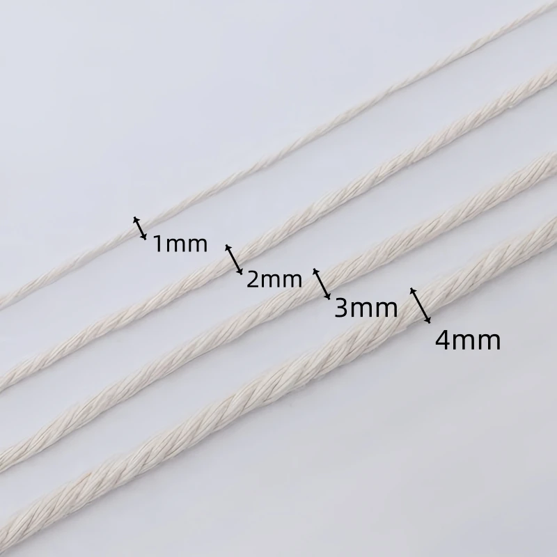 50-100m Weiße Makramee-Baumwollschnur 1/2/3/4mm Häkelgarn Seil für DIY-Bastelarbeiten, Strickgarn, Partydekoration, Nähzubehör – Detail 1