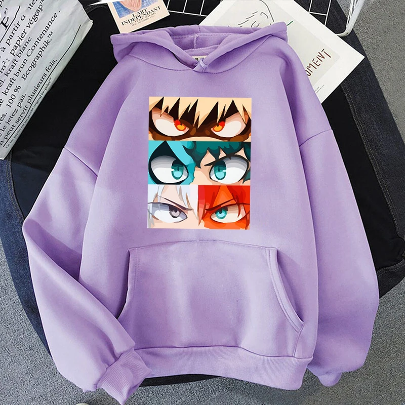 New Fashion Women Men Casual Tops Funny Anime Deku Bakugou Katsuki Todoroki Shoto Printed Long Sleeve Solid Color Loose Tops