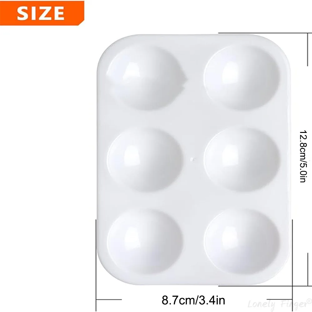 6 Wells White Plastic Paint Tray Palettes, Watercolor Palette Painting Tray for Painting Party, DIY Craft and Art Painting