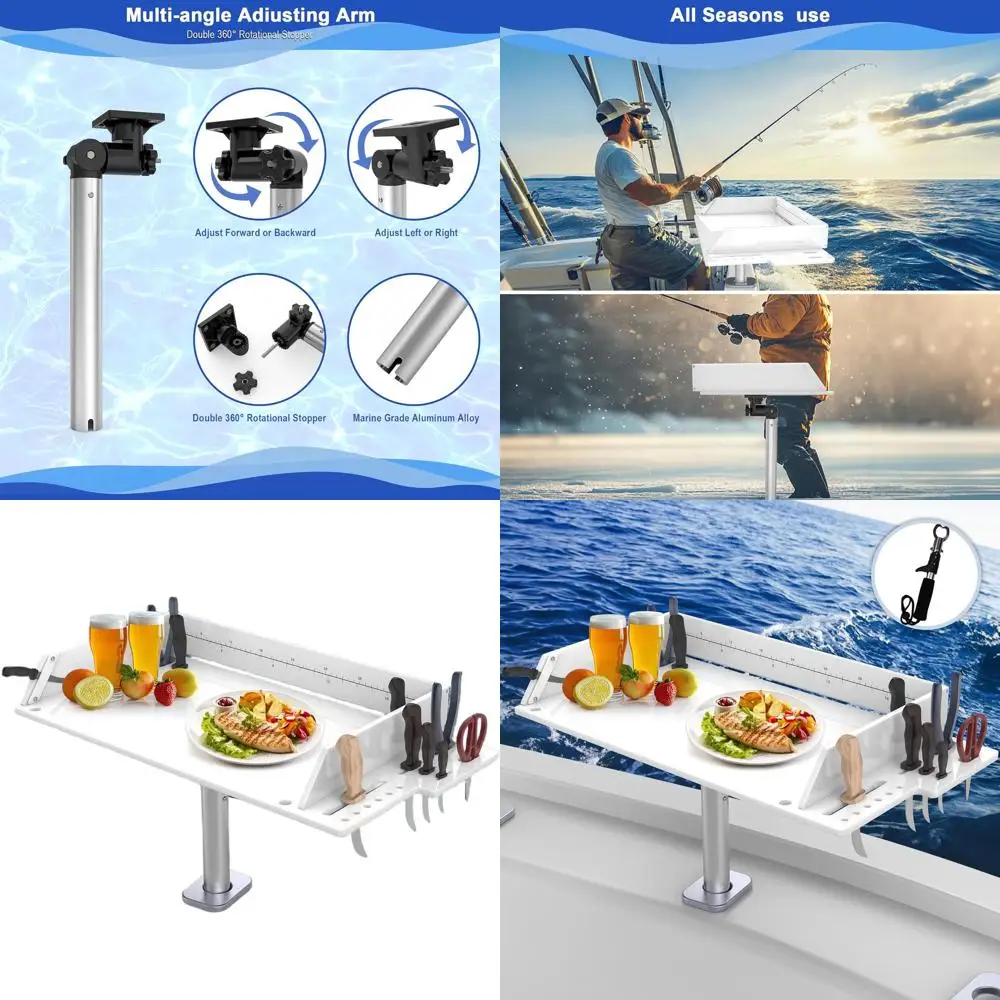 

Rotating Rod Holder Fishing Boat Cutting Board with Organizer, Easy Install & Clean Fish Cleaning Station
