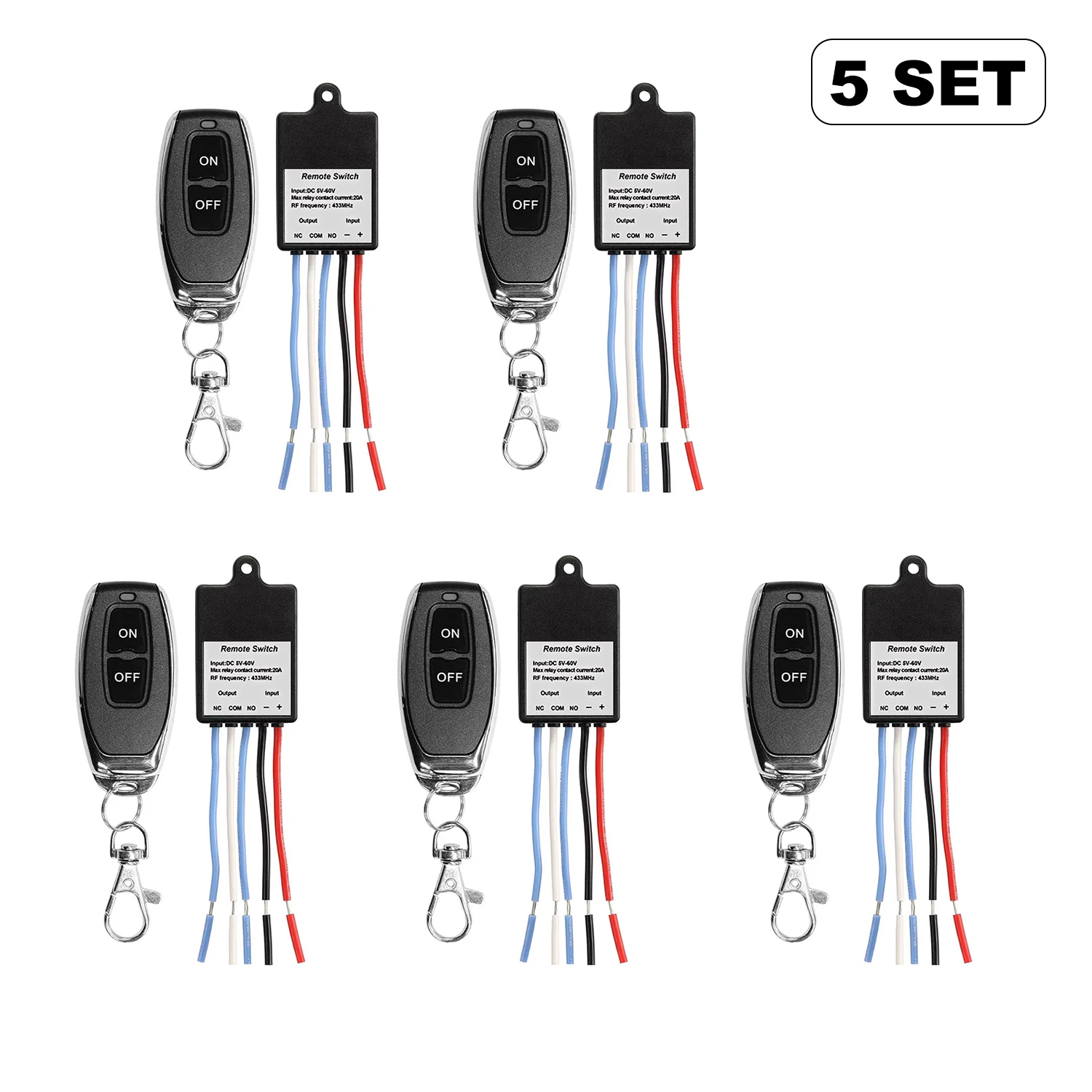 433MHz Funkfernbedienungsschalter Relais DC 5V-60V Sender Fernbedienung Trockenkontakt-Relais für Tor, Tür und Lichtsteuerung