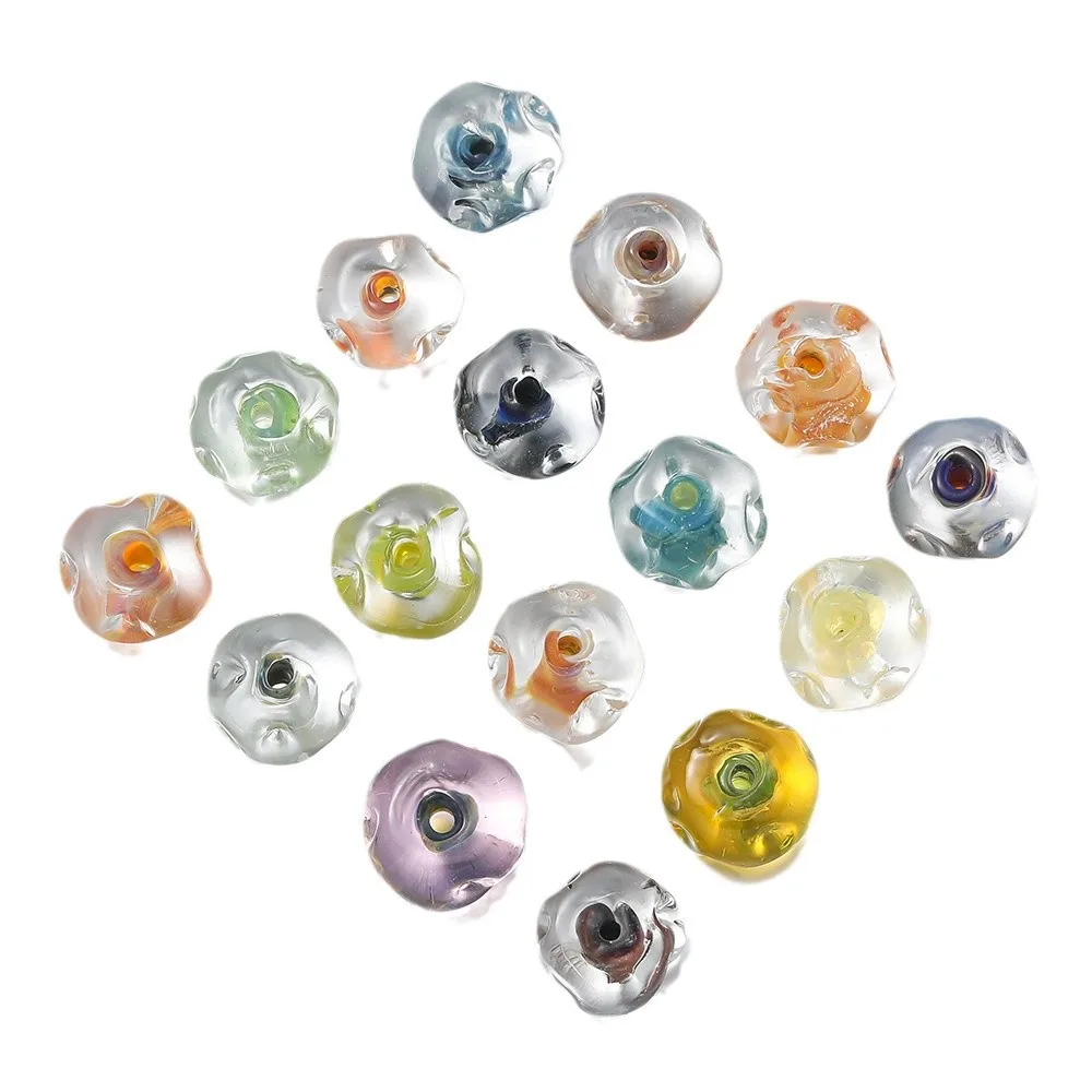 1PCS Hot Selling Multicolor 12mm Water Ripple Irregular Glass Bead Handmade Fired Scattered Beads DIY Bead Accessories Wholesale