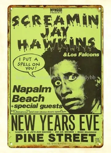 1986 Screamin Jay Hawkins-Napalm Beach Concert Poster metal tin sign metal art
