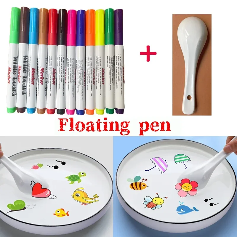 Floating Pen Fun Holiday Children's Puzzle Water Drawing Suspended Pen Colorful Erasable Whiteboard Pen Graffiti Drawing Pen