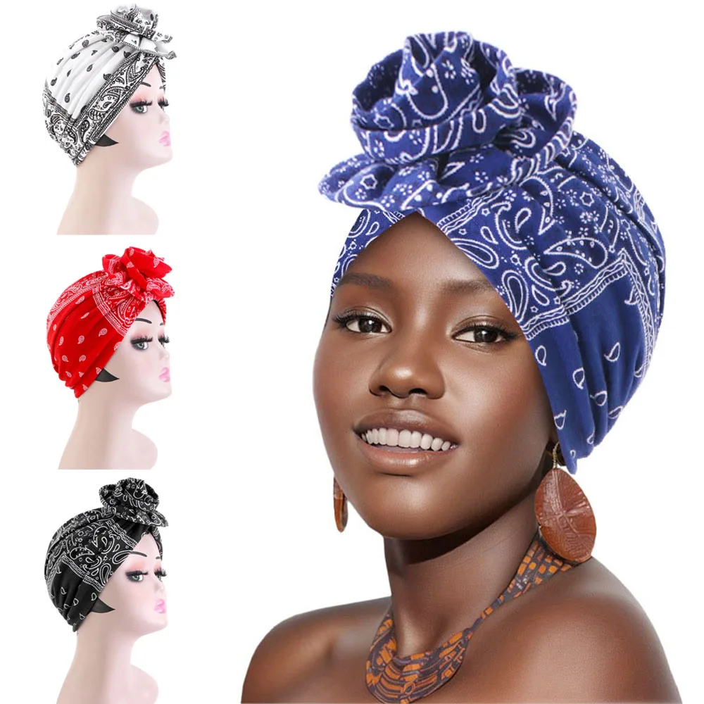 New Floral Print Turban Indian Hat Women Cancer Chemo Cap Muslim Hijab Bonnet Beanies Hair Loss Head Cover Scarf Wrap Skullies
