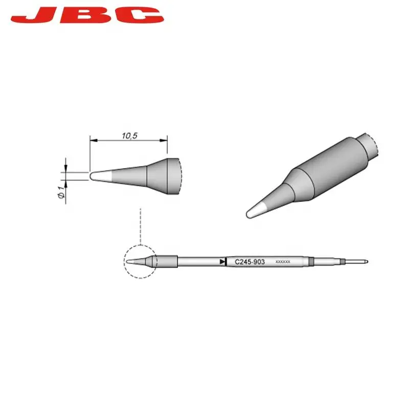 Puntas de soldador de la serie JBC C245, cuchillo doblado, compatible con mango T245, equipo de soldadura CDB, reparación, núcleo de calentamiento