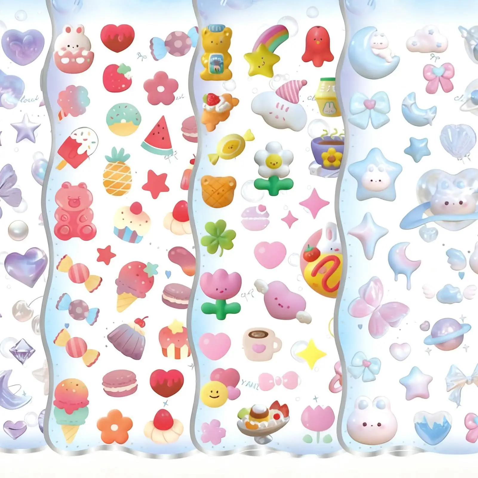 สติกเกอร์ 3 มิติ 4 ชิ้น ลายการ์ตูน แผ่นงานฝีมือ สติกเกอร์น่ารักขนาดเล็ก 3 มิติ สำหรับเด็ก เด็กผู้ชาย เด็กวัยหัดเดิน กิจกรรม ท่องเที่ยว สมุดภาพ