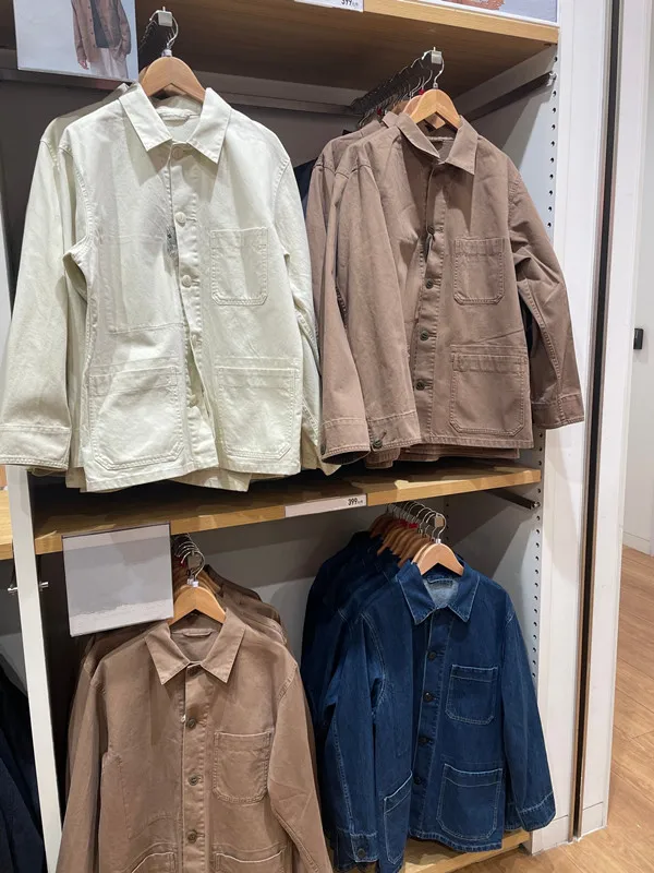 

Loose Cotton Casual Jaet Men's Spring Autumn New Sle Faion Urban Square Collar Long Sve Regular Length Loose Fit