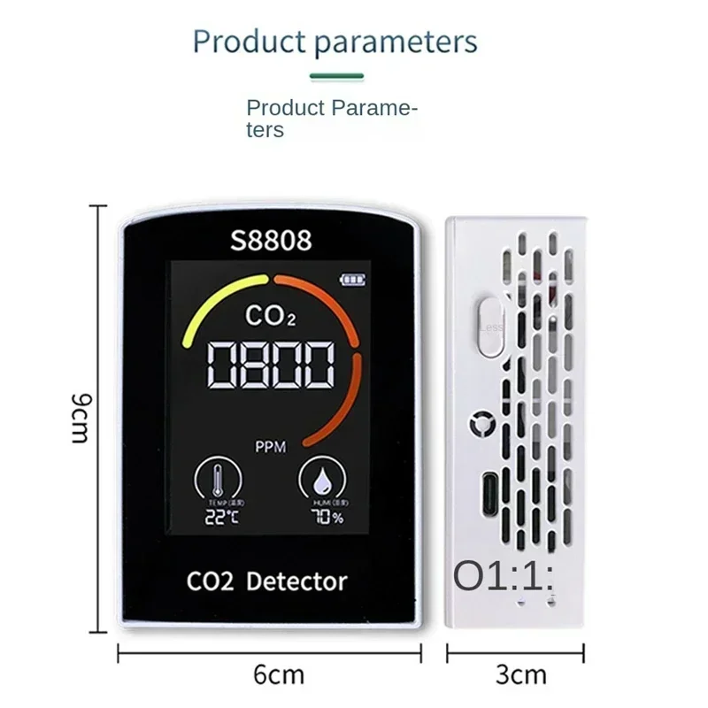 

Tester Air Measure Sensor Detector Carbon Digital Temperature Humidity Monitor Meter 4-in-1 Dioxide Quality