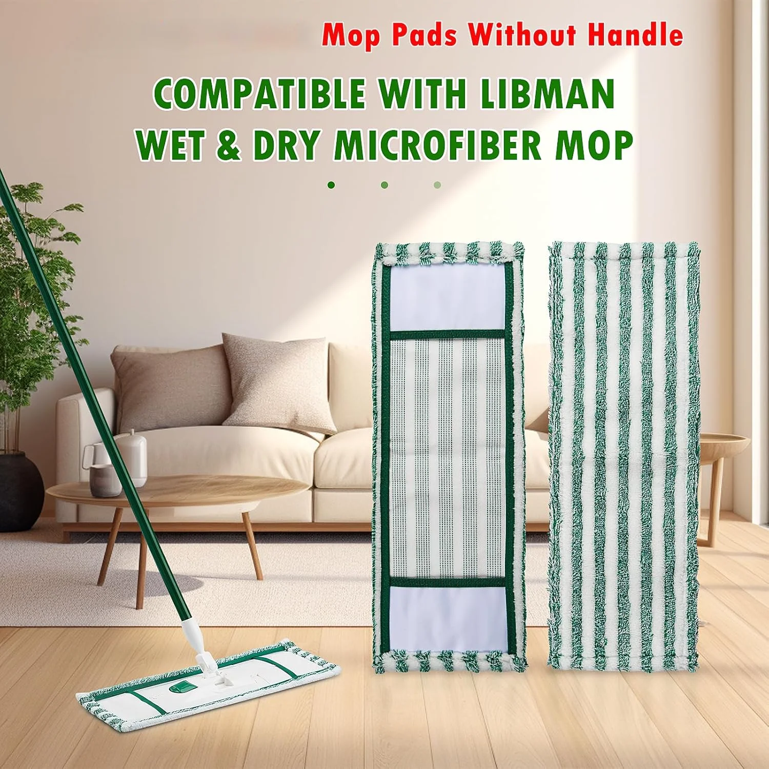 

2 Pack Microfiber Floor Mop Refill for Libman Wet & Dry Microfiber Mop, Reusable Microfiber Mop Pads for Multi-Surface Floors