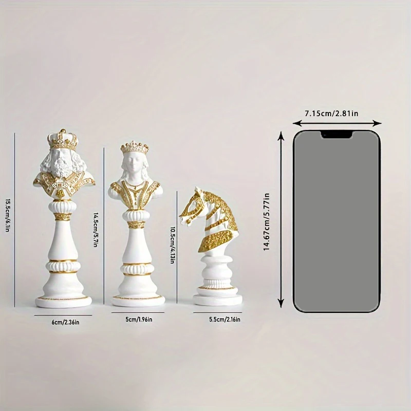 Resin King Queen Knight Chess Piece Board Game Accessories Chess Villain Retro Home Decor Chess Piece Ornaments