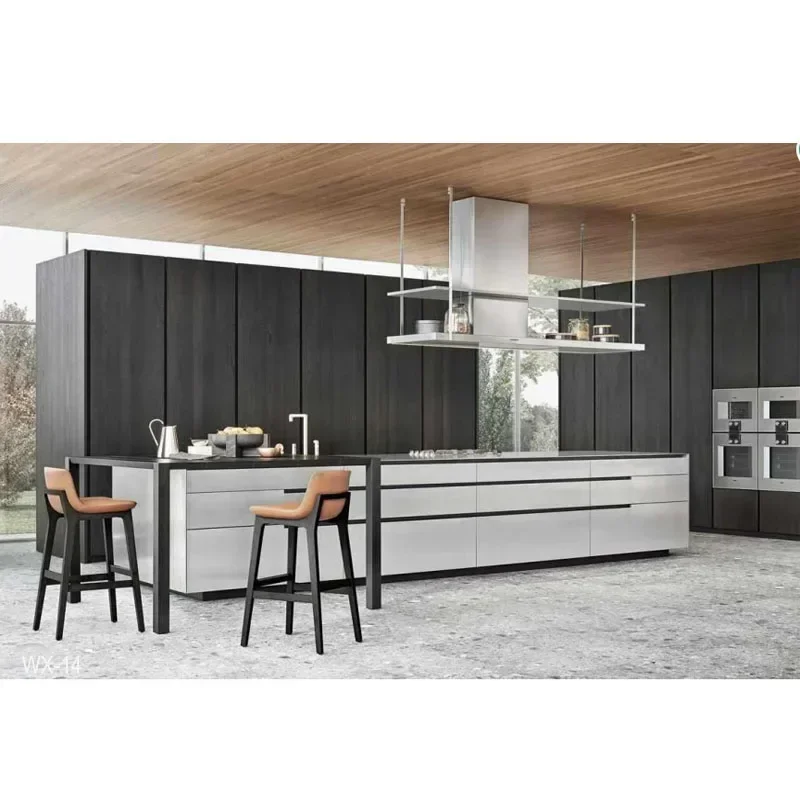 Wish Modern customized solid stained kitchen cabinet with granite countertops