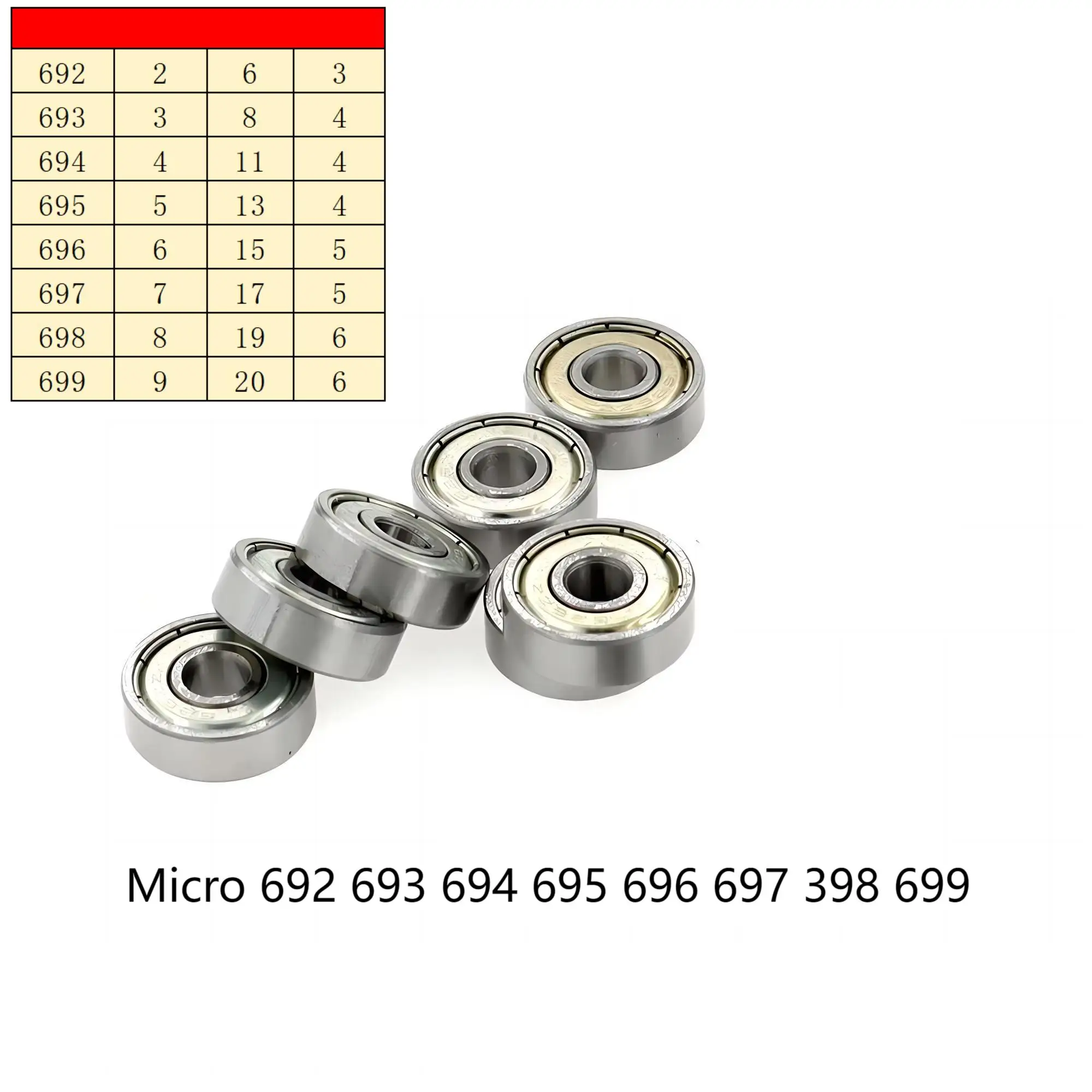 High Speed Miniature Small Bearing Mini Bearing 10pcs  692zz 693zz 694zz 695zz 696zz 697zz 698zz 699zz