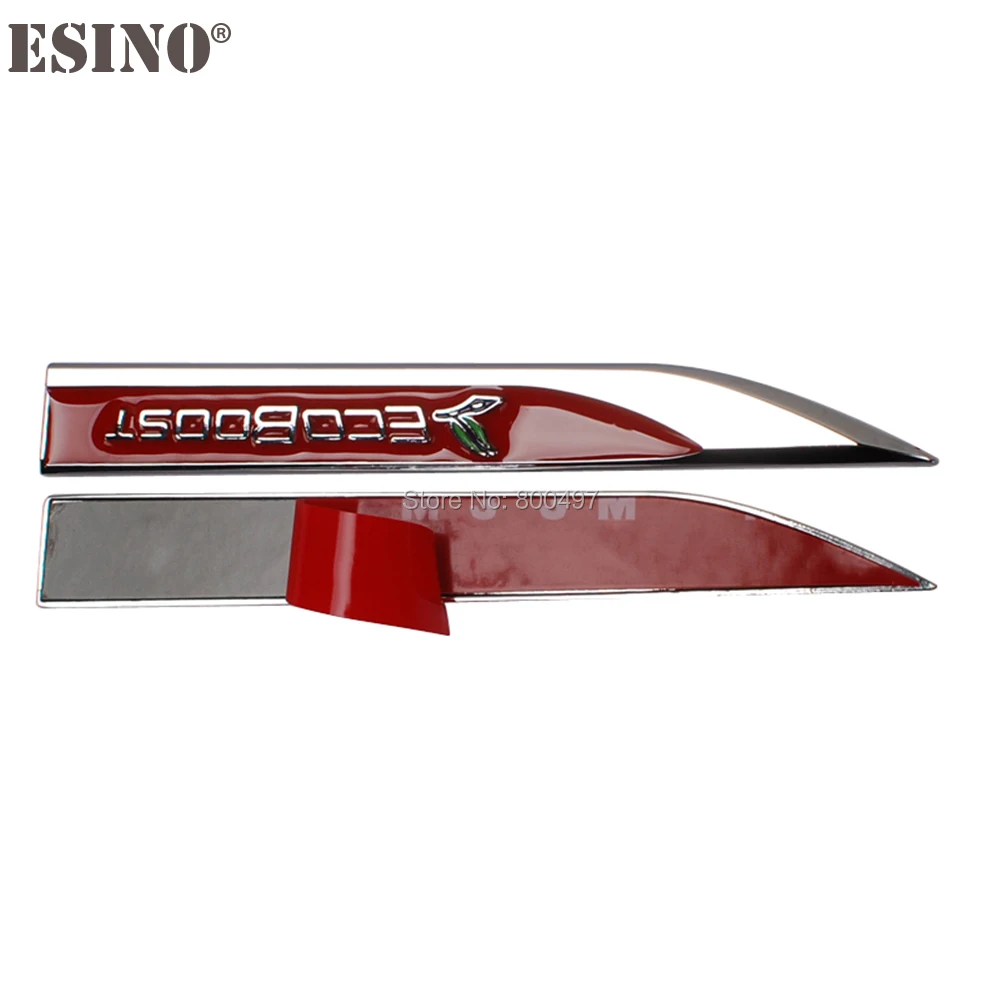 

2 x New 3D Ecoboost Body Fender Side Metal Chrome Zinc Alloy Knife Side Emblems Badges Car Accessories For Ford Mustang
