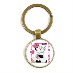 1 Pcs Vintage Cartoon Anime HUNTER X HUNTER Killua Irumi Hisoka Glass Dome Pendant Keychains Keyring Collection Gift