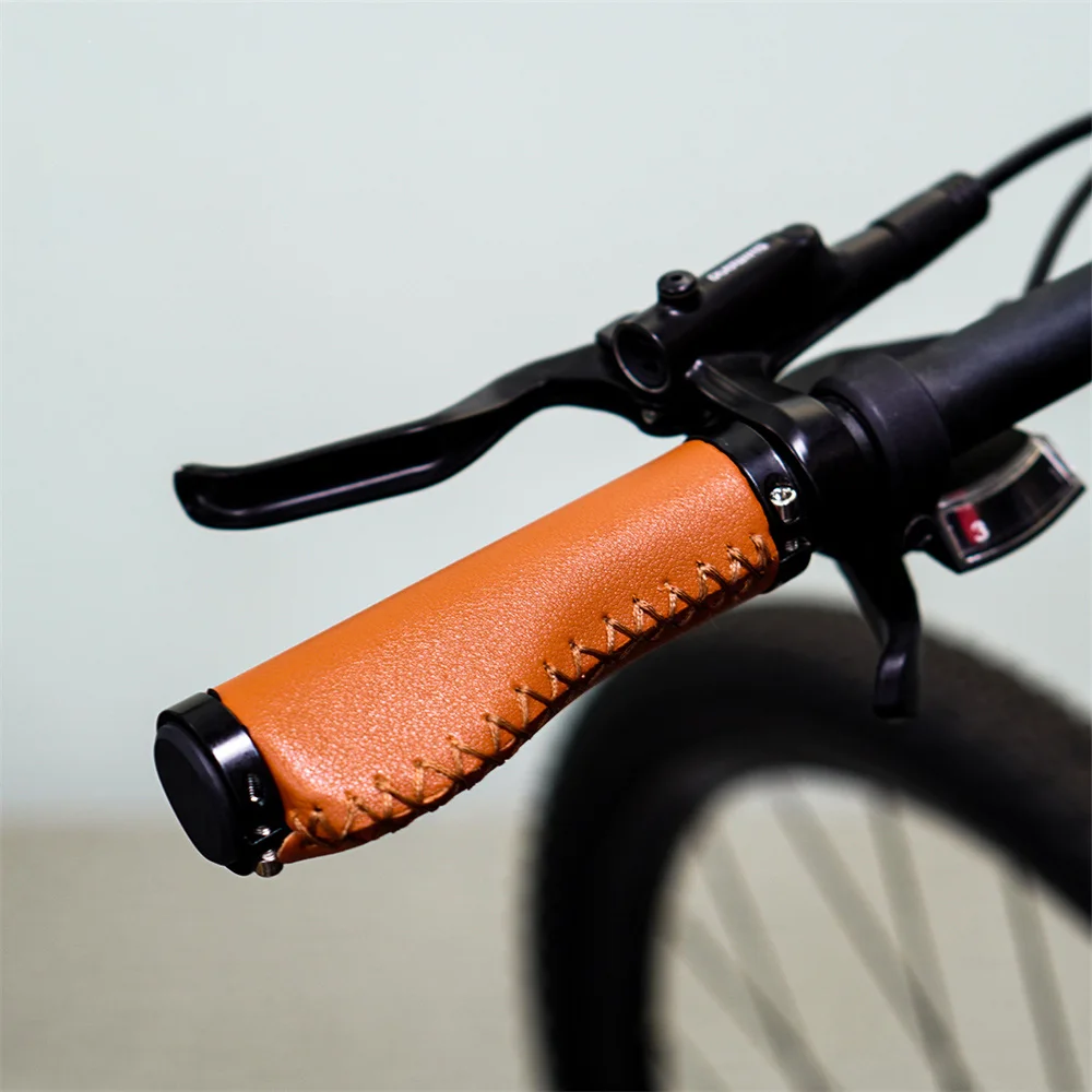 

Велосипедные ручки с замком, кожаные манжеты на руль MTB, эргономичные нескользящие велосипедные ручки, велосипедные ручки с замком в стиле ретро