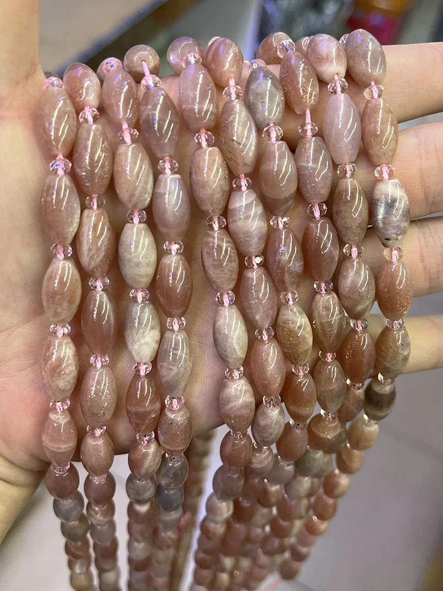 

Natural Orange Sunstone Cylindrical Barrel bead Section Beads Loose Spacer For Jewelry Making DIY Necklace Bracelet 15'' 8x12mm