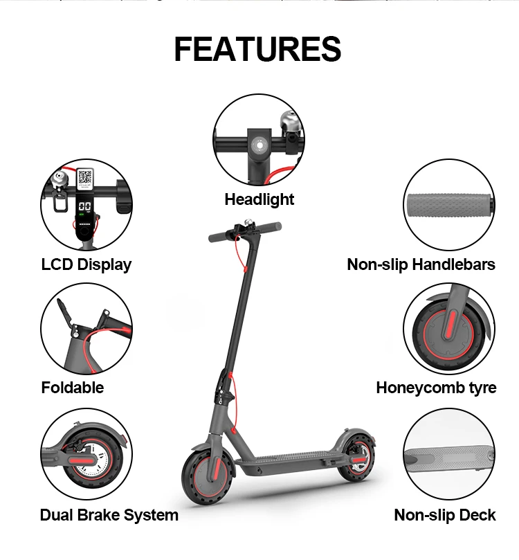 سكوتر كهربائي 350 وات 25 كم/ساعة، سكوتر كهربائي سريع للكبار