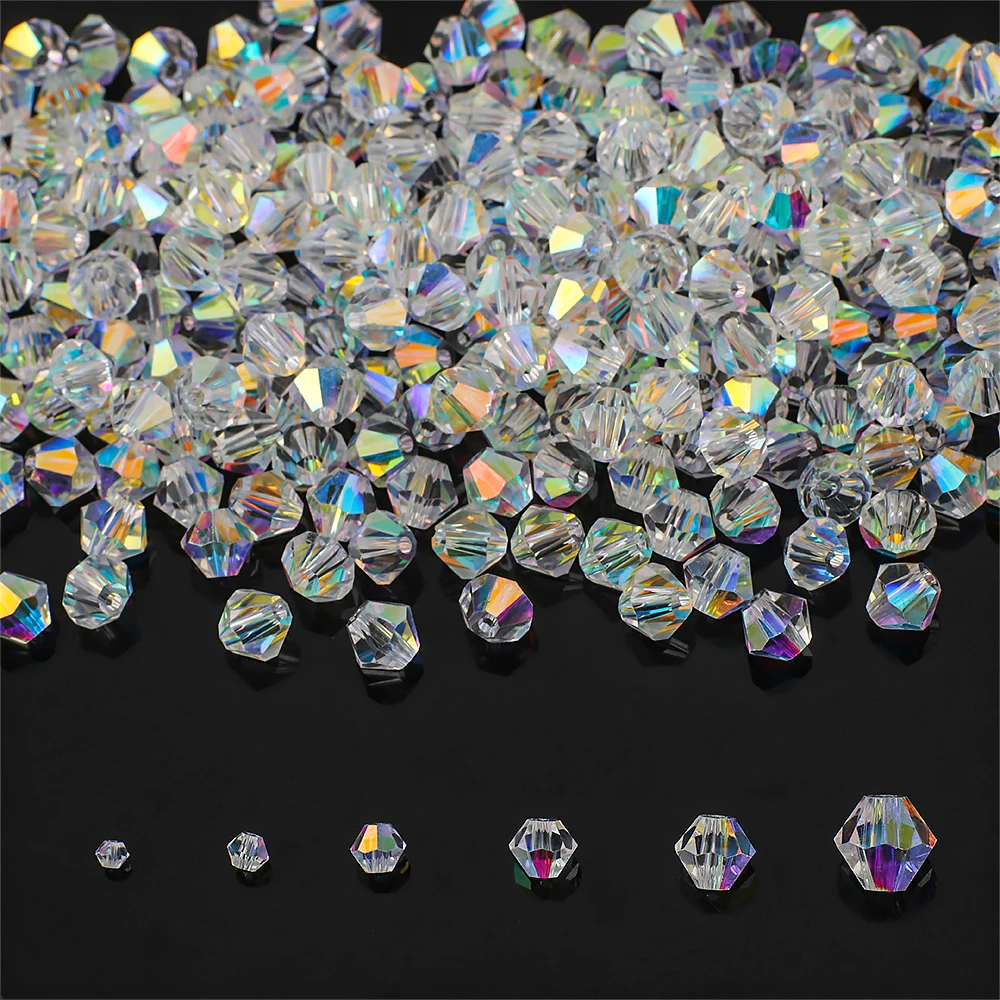 الأوجه كريستال زجاج Bicone الخرز AAA جودة لامعة AB إنهاء فضفاض الخرز DIY بها بنفسك اليدوية صنع المجوهرات أساور أقراط