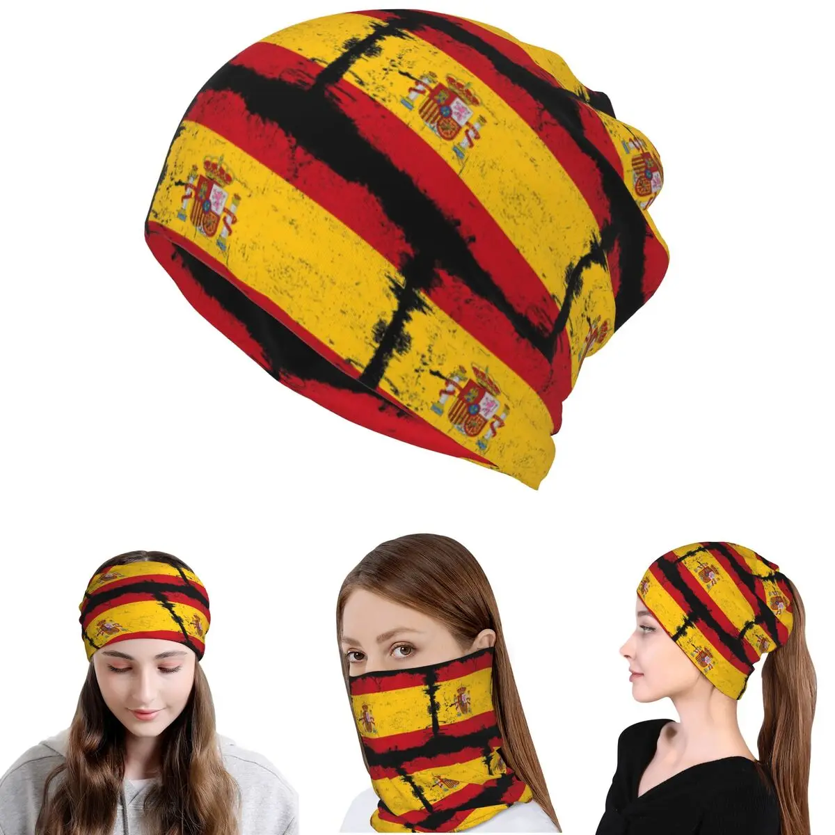 

Spain Country Flag Spain Tourist Flag Spain Team Bandana Neck Gaiter Mask Scarf Multifunction Headband Beanies Hat Windproof