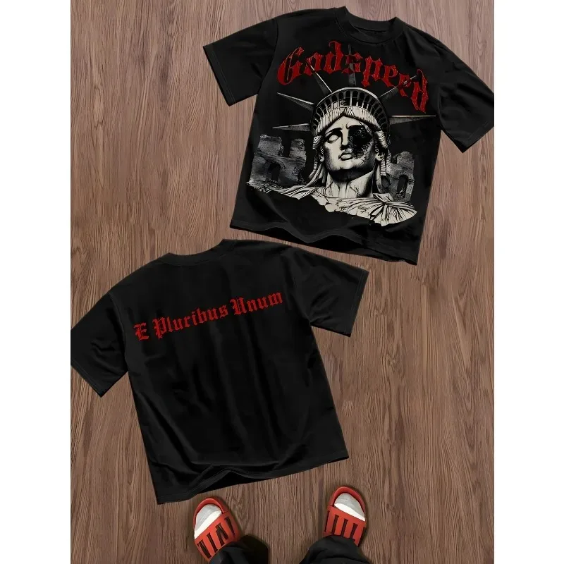 

Godspeed E Pluribus Unum Text Tshirt, 180g Soft Light Beige-friendly Fabric Various Styles of Printed Cotton Best Selling Round