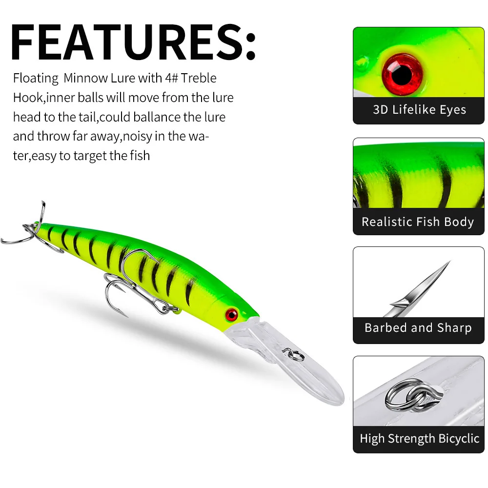 PROBEROS أسماك الطعم الثابت كرنك الطعوم الصيد السحر الاصطناعي Wobblers للتصيد بايك أعلى المياه الكارب صيد السمك سويم #6