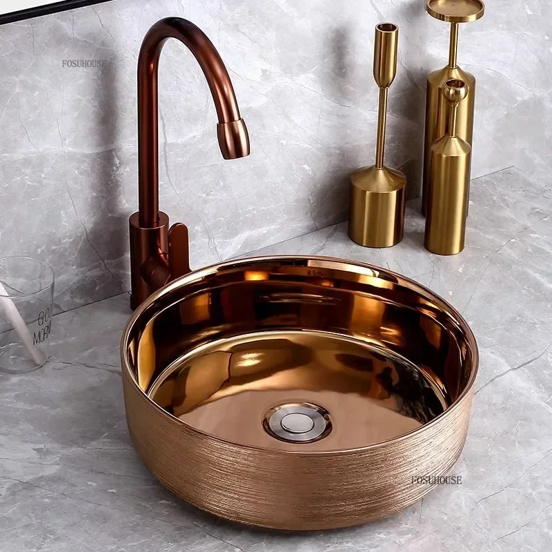 

Round Vessel Sink Bathroom Fixture Ceramic Vessel Sink Bathroom Sinks Above Counter Top