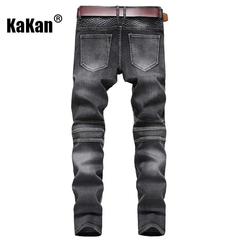 Kakan - European and American Cycling Knee Pants Nostalgic Motorcycle Jeans, Summer New Slim Straight Jeans Men's K02-65