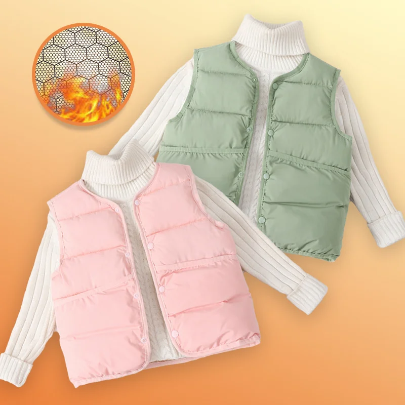 

2025 New Boys Down Vest Autumn Kids Thin Warm Waistcoat Jackets Winter Girls Windproof Casual Coats Children Clothing 2-8 Years