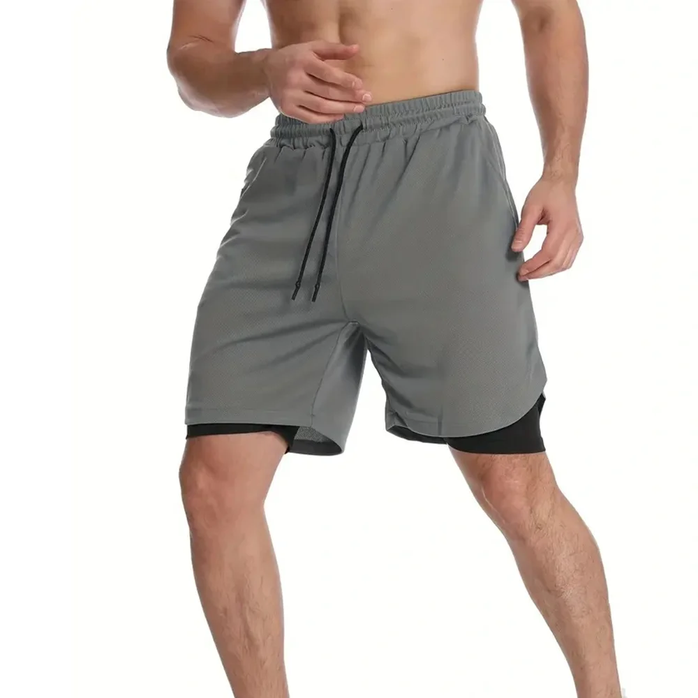 Pantaloncini da corsa da uomo 2 in 1 pantaloncini da palestra da allenamento Fitness da uomo pantaloni da Jogging pantaloncini sportivi estivi da