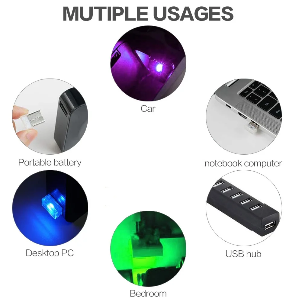 Universal Mini Atmosphere Lights Romantic USB Led Light Plug-In 5V Lamp Interior Ambient  KINGSOFT Car Accessories