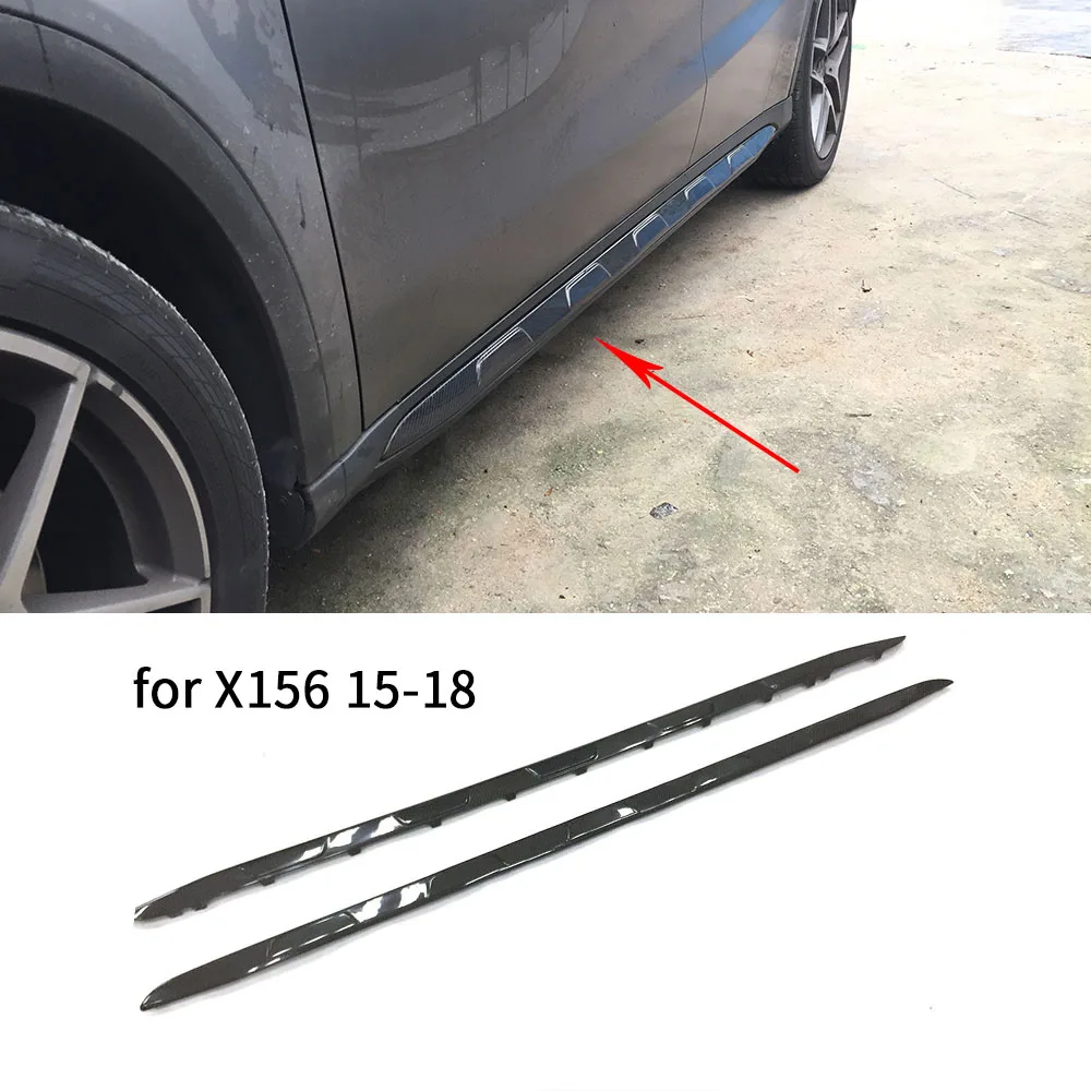 For Mercedes-Benz GLA Class GLA45 AMG GLA200 GLA250 2015-2019 Car Side Skirts Dry Carbon Fiber FRP Black Extenstion Accessories