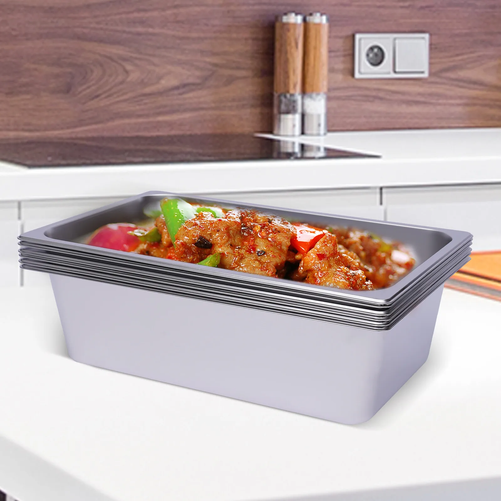 

6 Pack Steam Table Pans Full Size 6In Deep Stainless Steel Catering Buffet Pan