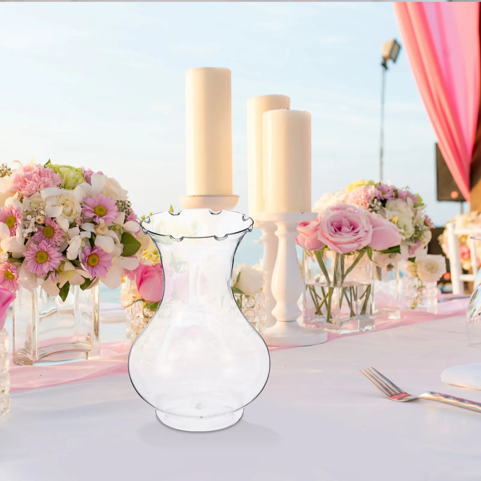 4Pcs Plastic Clear Vases Small Flower Propagation Containers Hyacinth Planter Indoor Table Centerpiece Wedding Decor