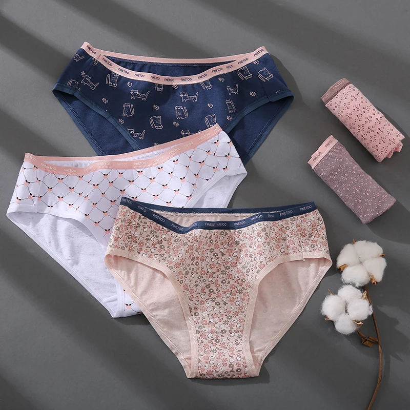 5 Colors Cotton Print Panties Women Panties Comfortable Low-waist Underwear Women Breathable Female Underpants Briefs Lingerie