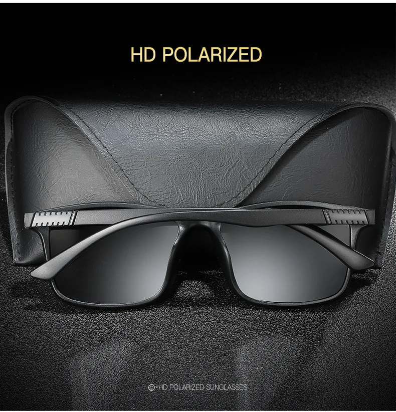 1PC Luxury Men Polarized Sunglasses Vintage Square Ultra Light TR90 Frame Driving Fishing Sun Glasses For Man UV400 Eyewear