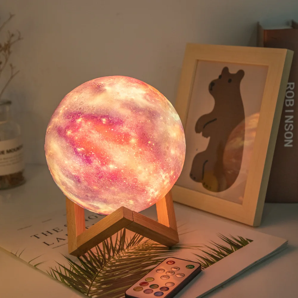 Starry Moon Light Bluetooth Speaker Box Wireless Column Touch Color LED Atmosphere Lamp Portable Music MP3 Sound Subwoofer USB