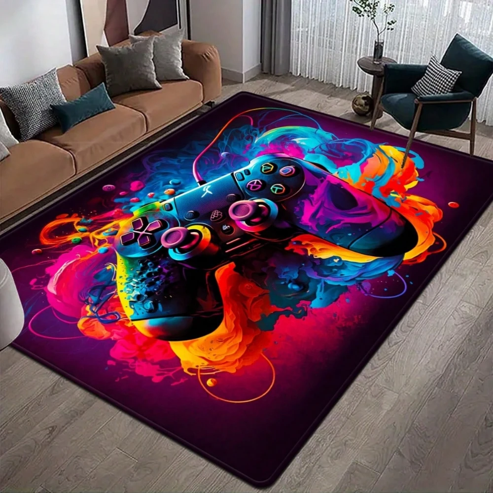 Gaming-Teppich für Jungenzimmer Gamer-Teppich mit Controller-Design Teppich für Spielzimmer Schlafzimmer-Dekor Rutschfeste Maschinenwaschbare Matte Fußmatte