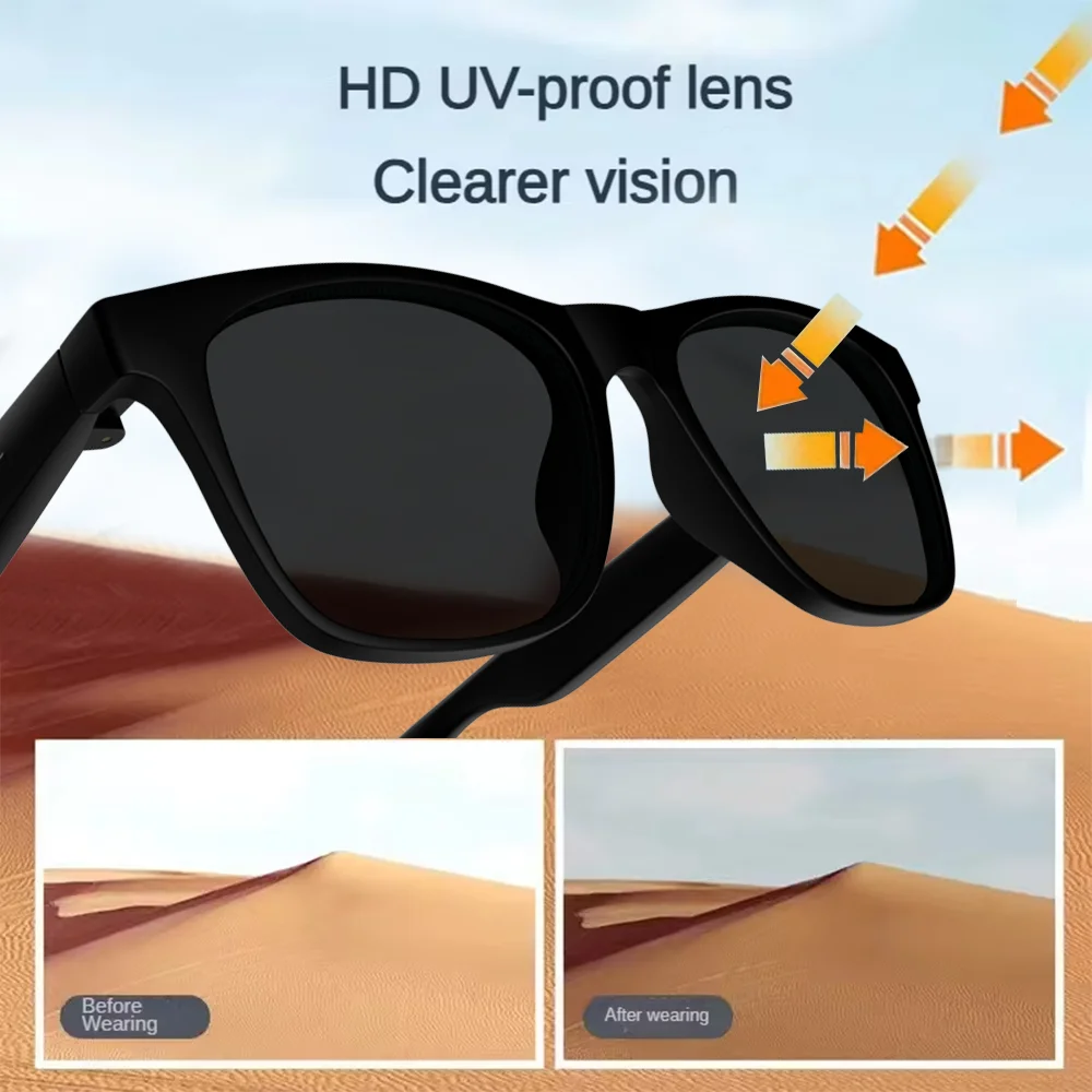 LAXASFIT 2026 New Men's Smart Glasses Women's Bluetooth Glasses Voice Call Control Music UV Polarized Sunglasses