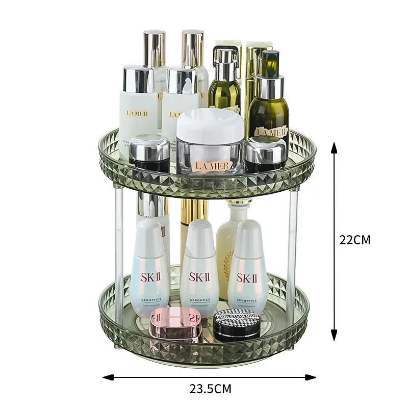 Tray Shelf Luxury Dressing Table Cosmetic Rotating Storage Shelf Box Bathroom Desktop Shelf Perfume Skin Care Product Shelf