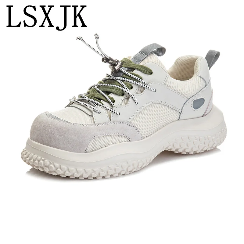 

LSXJK Daddy Shoes Women's 2022 Spring And Autumn New All-Match Sports Shoes Thick Sole Casual Leather Women's Shoes Wholesale