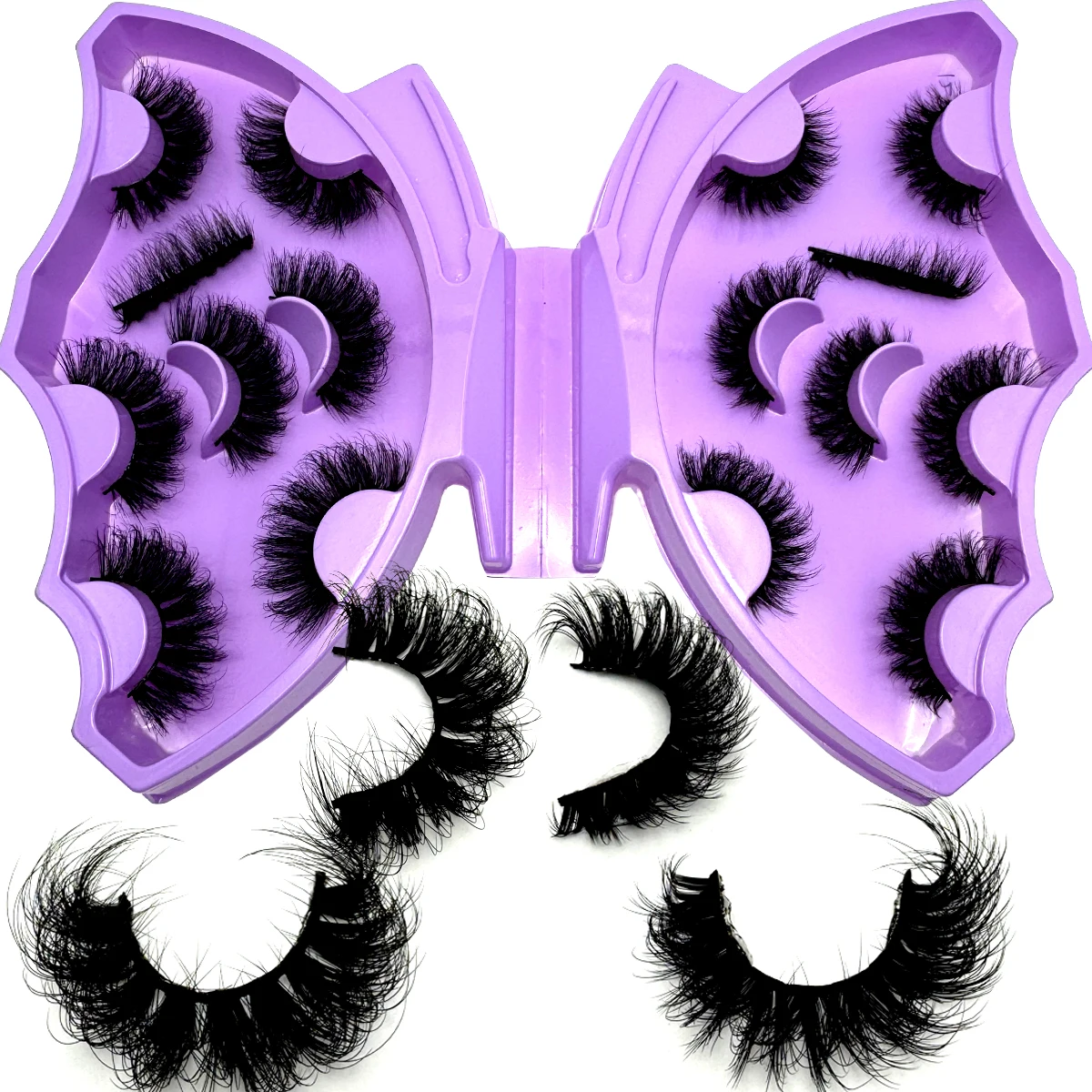 8쌍의 풍성한 천연 밍크 속눈썹 연장 고품질 부드러운 풀 스트립 속눈썹 두꺼운 6D 드라마틱 메시 롱 속눈썹 메이크업