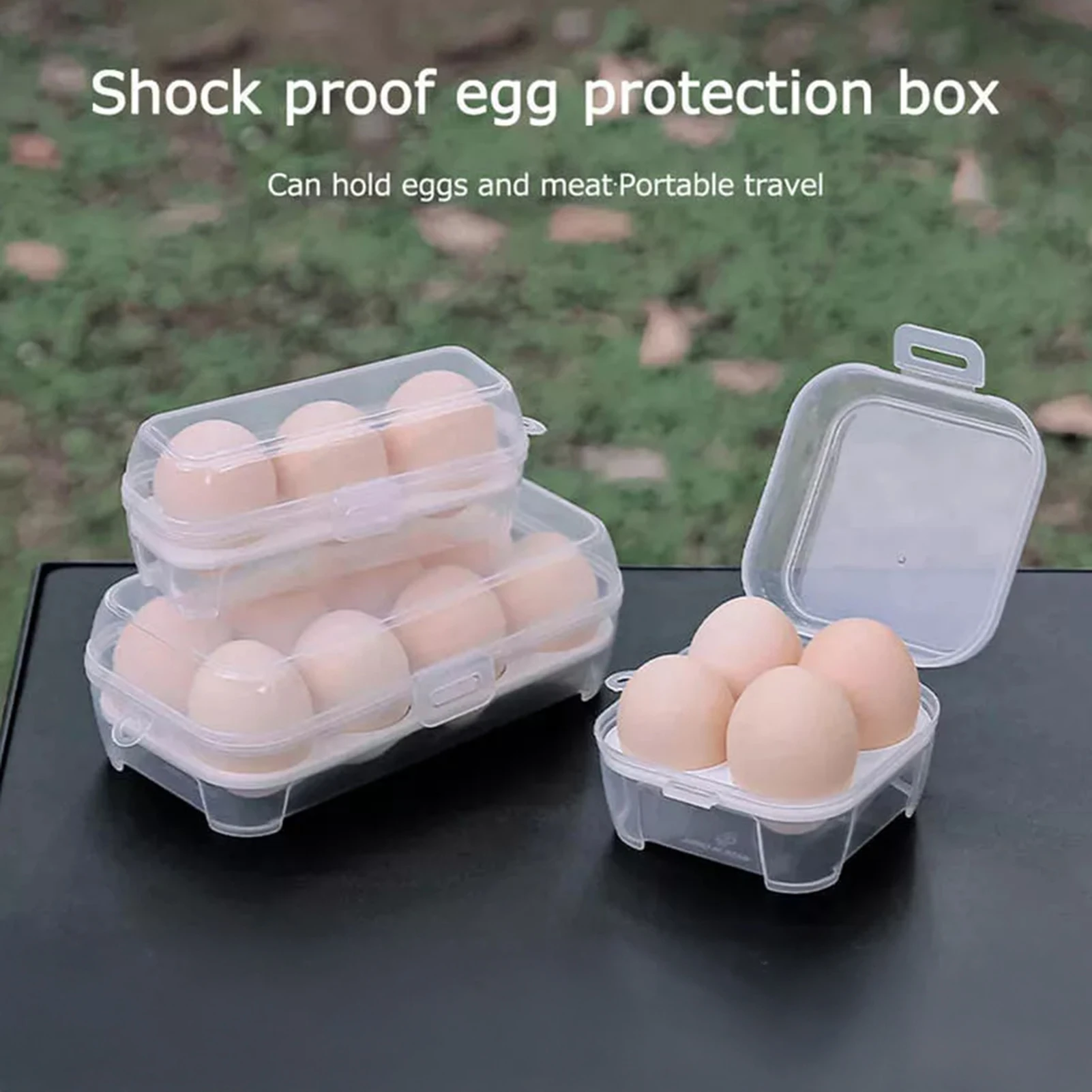 

3/4/8Grids Outdoor Egg Storage Container with Shockproof Tray Portable Transparent Plastic Case for Camping Picnic Barbecue
