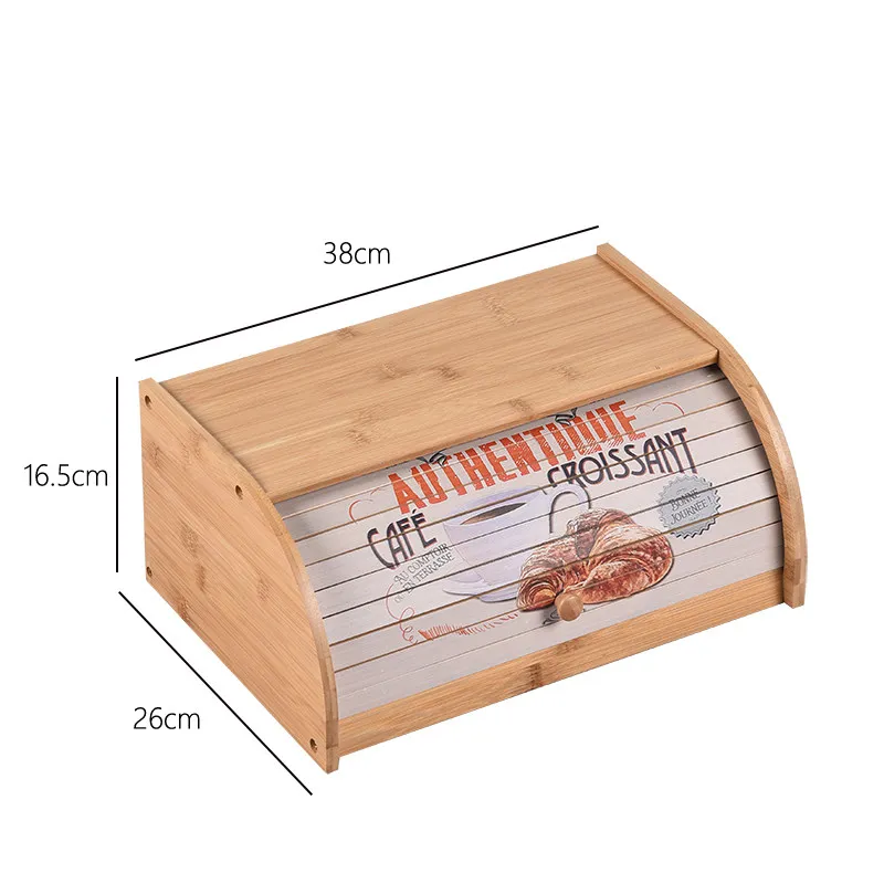 Bamboo bread box Roller shutter Kitchen storage box Food storage box