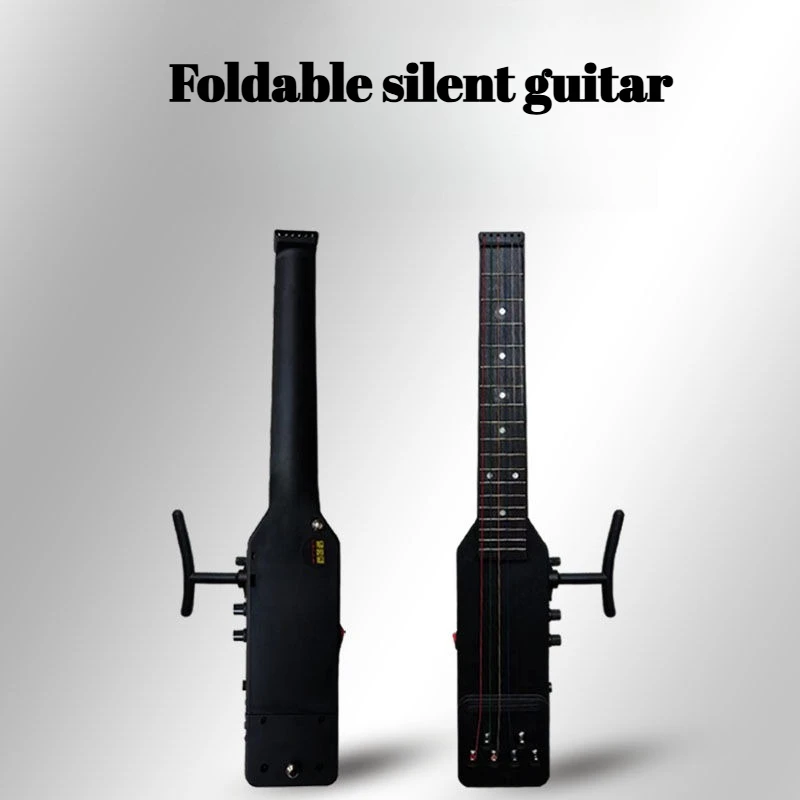Guitarra acústica silenciosa sin cabeza, plegable, para principiantes, viaje, portátil, guitarra eléctrica de viaje, práctica de instrumentos musicales