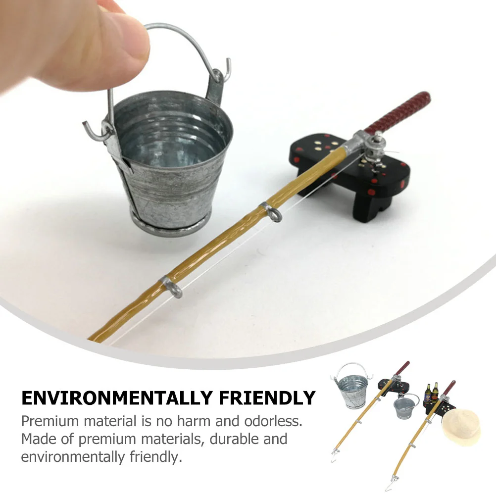 Toy Simulation Fishing Tackle Child Outdoor Decorations Educational Plastic Dollhouse Miniature Kids