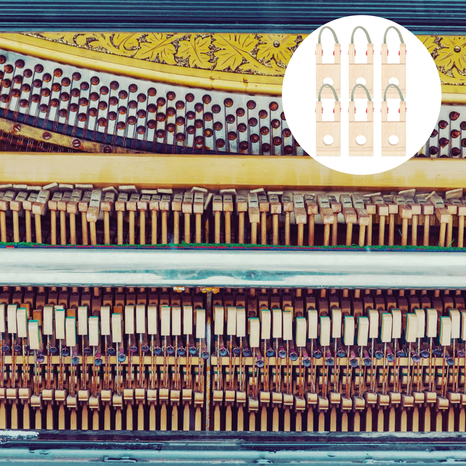 

6pcs Butt Flange High-Grade Wood Hemp Rope Tuning Tool For Repairing Maintenance Wooden Middle Shaft Frame Piano Repair Parts