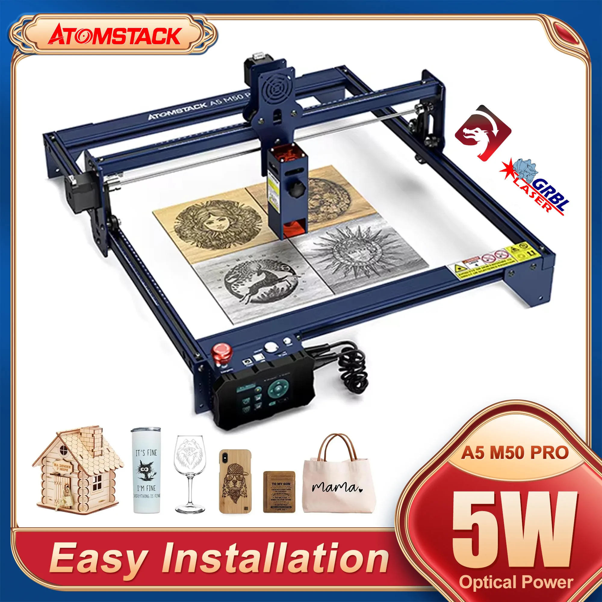 AtomStack A5 M50 Pro Laser Engraving Cutting Machine 410*400mm with Touch Terminal 40W Engraving Stainless Steel Wood Acrylic